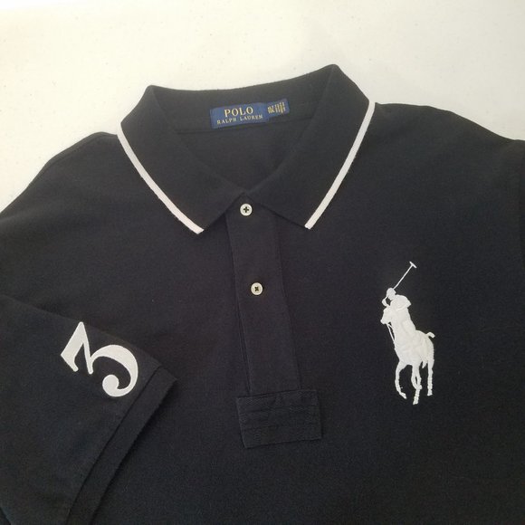 Polo Ralph Lauren Big Pony Black Short Sleeve Polo Shirt Mens Size XLT  XL TALL - Picture 6 of 6